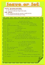 English Worksheet: LEAVE or LET