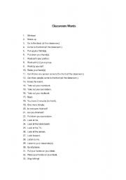 English worksheet: List of Classroom Phrases