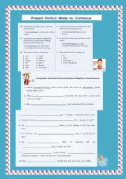 English Worksheet: present perfect present perfect progressive