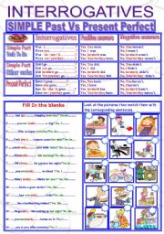 English Worksheet: Interrogatives : Simple past Vs Present perfect ( Was/were/did/have)