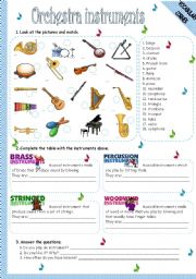 English Worksheet: ORCHESTRA INSTRUMENTS