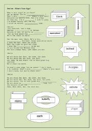 English worksheet: SONG: WHATS YOUR SIGN? BY DESREE