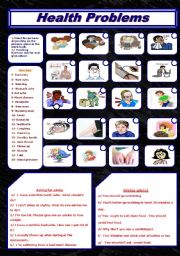 English Worksheet: Health problems+Asking for and giving advice+Keys