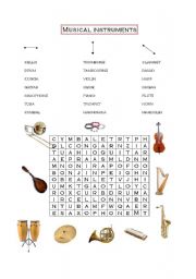 English worksheet: musical instruments