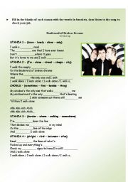 English Worksheet: Music Class - Green Day - Boulevard of Broken dreams