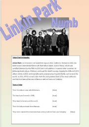 English Worksheet: LINKIN PARK - NUMB
