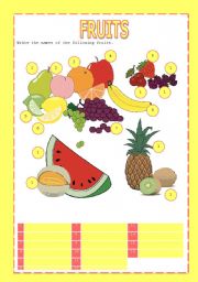 English Worksheet: Fruits