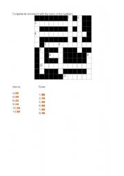 English worksheet: Numbers crossword