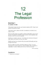 English Worksheet: the legal profession revision paper