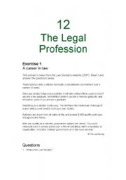 English worksheet: the legal profession revision paper