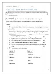 English Worksheet: Getting to know ourselves ( Education for citizenship)