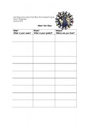 English Worksheet: Class chart