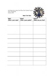 English worksheet: Class chart