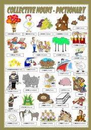 English Worksheet: COLLECTIVE NOUNS - PICTIONARY