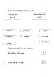 English Worksheet: Months of the year and days of the week