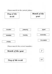 English worksheet: Months of the year and days of the week