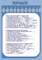 English Worksheet: PRONOUNS