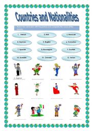 English Worksheet: Nationalities, Countries and Flags