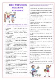 English Worksheet: Non-defining relative clauses