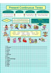 English Worksheet: Present Continuous (Editable)