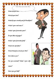 English Worksheet: KNOWING MR BEAN