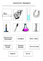 English Worksheet: Lab equipment match up