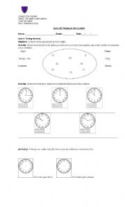 English worksheet: telling the time