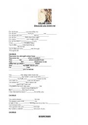 English worksheet: Music-Because You Love Me (CelineDion)
