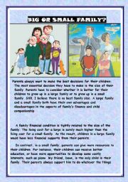 English Worksheet: big or small family