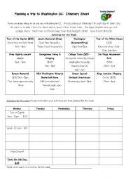 English Worksheet: making plan - washington dc