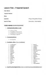 English worksheet: Prepared Speech