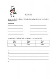 English worksheet: Make your own dish!