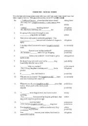 English Worksheet: Modal Verbs Exercises
