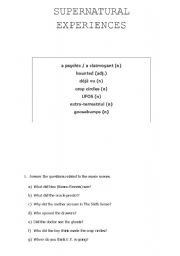 English Worksheet: Supernatural Experiences