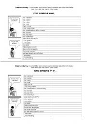 English Worksheet: FIND SOMEONE WHO... - simple present interrogative practice