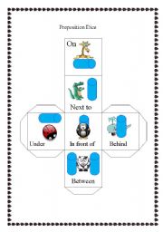 English Worksheet: preposition dice