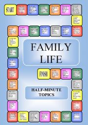 Family Life -  boardgame or pairwork (34 questions for discussion)