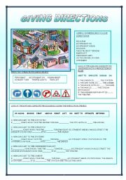 English Worksheet: GIVING DIRECTIONS