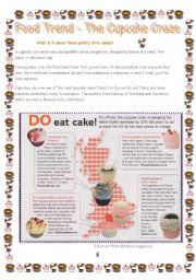 English Worksheet: The cupcake craze
