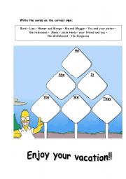 English Worksheet: personal pronouns sorting exercise