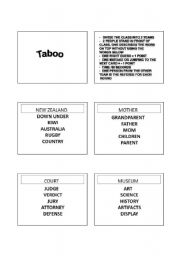 English Worksheet: Taboo the game Vol.1