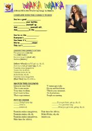 English Worksheet: WAKA WAKA by SHAKIRA