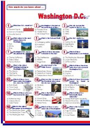 English Worksheet: Washington D.C.- Quiz