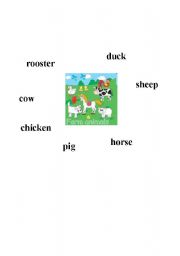 English Worksheet: Farm Animals Matching Exercise
