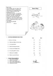 English Worksheet: summer holidays