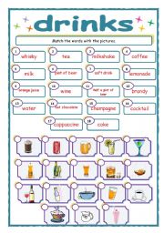 English Worksheet: drinks (05.06.10)