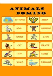 English Worksheet: Animals domino