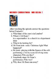 English Worksheet: MERRY CHRISTMAS MR BEAN -  GREAT!