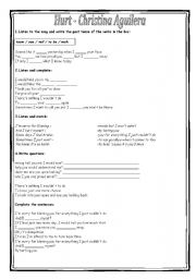 English Worksheet: HURT - Christina Aguliera (Regrets)