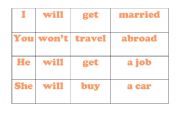 English worksheet: Cue cards for a grammar game with WILL